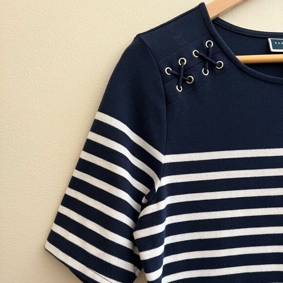 Nautical Knit Navy & White striped shirt dress, Size Medium women. Nearly new! - Picture 4 of 10